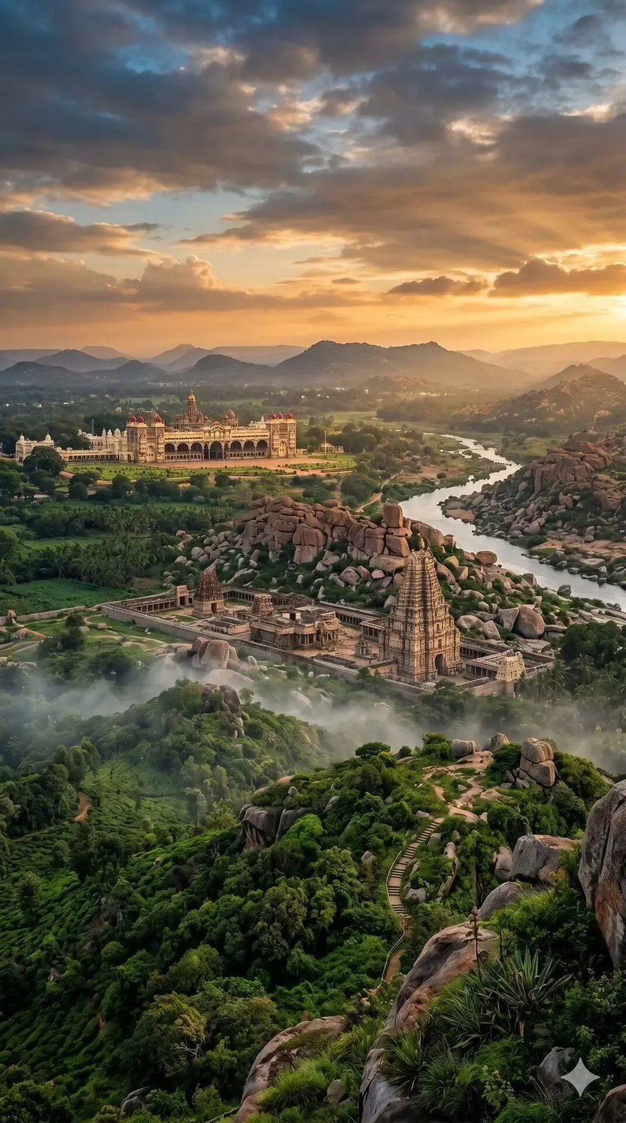 Karnataka — Hampi temple at golden hour