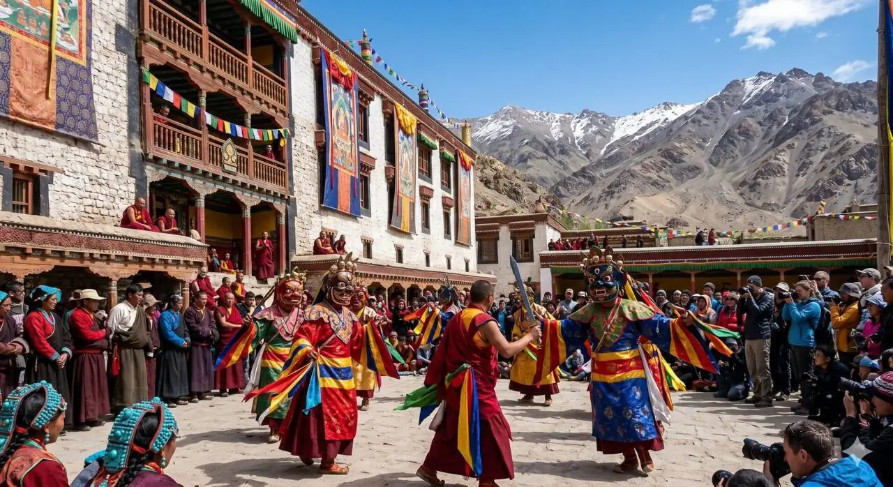 Masked cham dancers at Hemis monastery, Ladakh