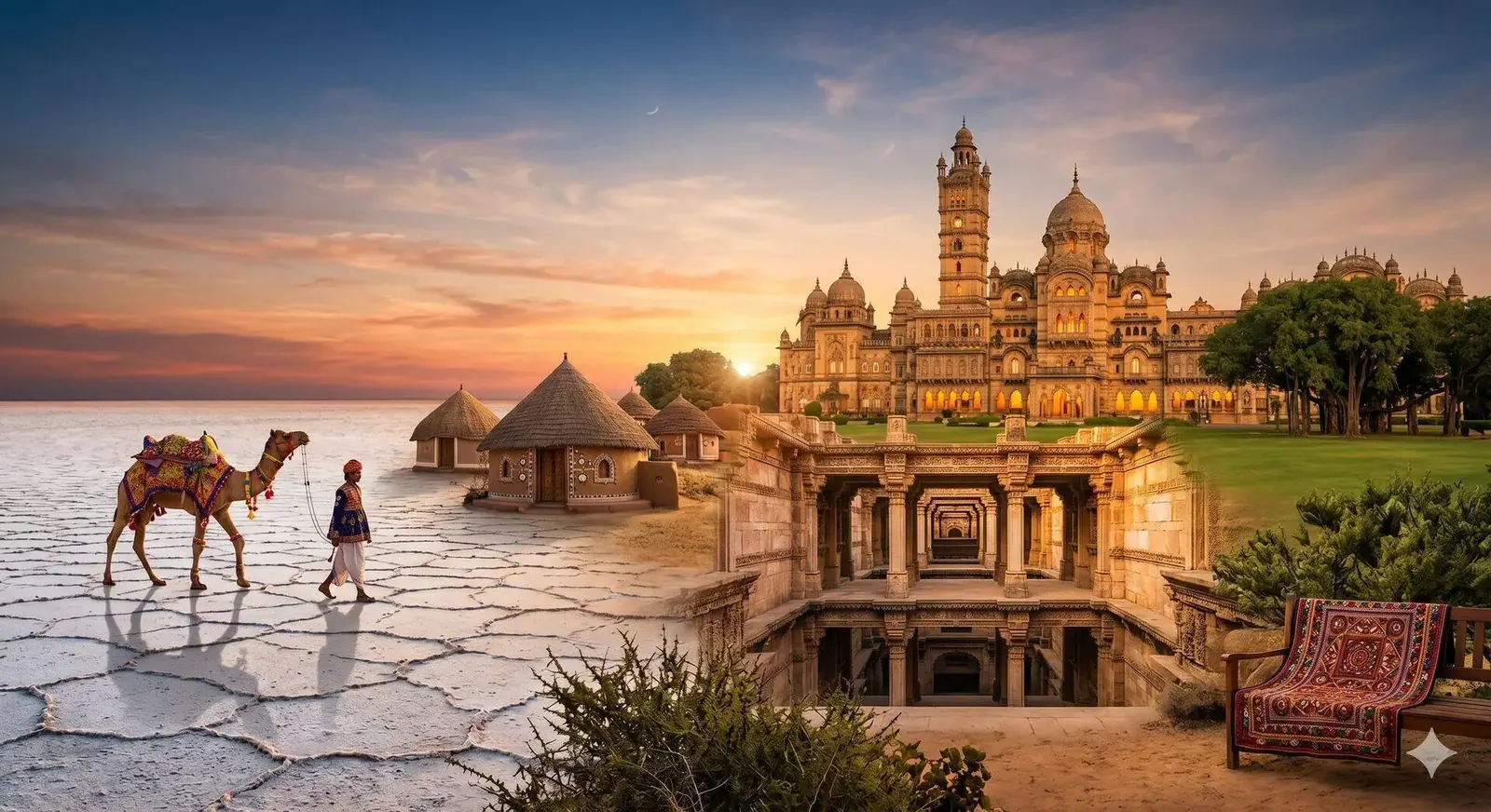 Gujarat — Rann of Kutch white desert and Gir lions