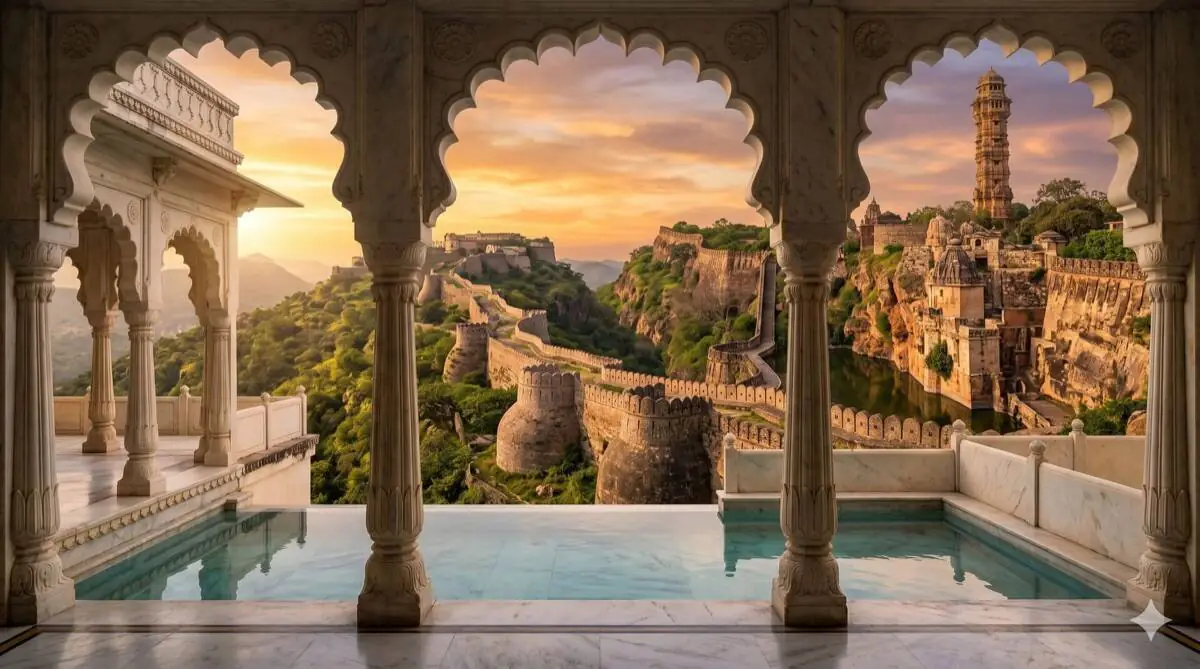 The City Palace of Udaipur above Lake Pichola